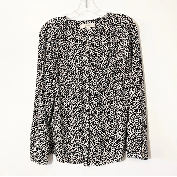 LOFT Tops - LOFT blouse top shirt cheetah print animal black pink women’s size Small